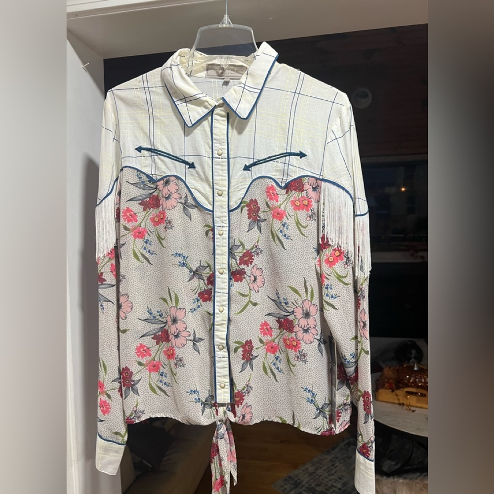 Double D Ranch Floral Western Blouse - Ladies Large- NEW with tags